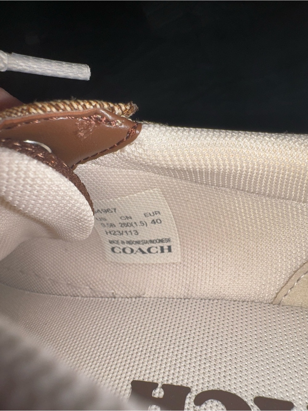 Women’s Brown Coach Clip Low Top with White Laces Sneaker Size 9.5 - Picture 7 of 12